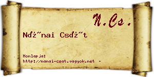 Nánai Csát névjegykártya